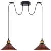 LEDSone Lampada a sospensione industriale doppia, regolabile, a 2 teste, con cavo da 200 cm, attacchi E27, paralumi in metallo per cucina, sala da pranzo, soggiorno, bar, caffetteria (Rosso rustico)