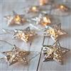 Lights4fun Filo di 10 Stelle in filigrana argento illuminate a LED a pile