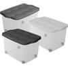 Sicignano Casalinghi Ingrosso Casalinghi Sicignano | Contenitore Organizer Storage Box Scatola Multiuso con Coperchio Colori Assortiti, Plastica Trasparente, Impilabile, Rettangolare - Soggiorno Camera da Letto Vestiti (55 lt, 3)