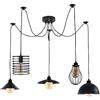 LEDSone Lampada a sospensione a soffitto a 5 vie Spider Loft industriale con paralume a forma di diamante Illuminazione interna con cavo regolabile da 2 m (Testa nera 5 con lampadina)