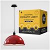 LEDSone Lampada a sospensione da soffitto in stile retrò vintage industriale con paralume a cupola nero da 40 cm, attacco E27 UK (Red)