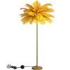 pombconw Lampada a Forma di Piuma, Lampada da Terra in Piuma di Struzzo per Soggiorno Lampada da Terra in Oro con Luce dimmerabile in Piuma Bianca Blu Rosa Adatta per Regalo alla Figlia (Gold)