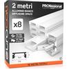 Eurocali 8 Profili da 2 metri (16mt) in Alluminio Bianco per Strisce LED Schermatura Opaca ingombro max striscia led 12.4mm - 17.4 x 7