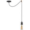 LEDSone Vintage Industriale Spin Soffitto Lampada A Sospensione Set Di Lampade Lampadario Regolabile 2m Stoffa 3 Core Set Di Lampade A Sospensione Attacco E27 Lampada Max 60W (Nero Lucido) (Nero