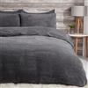 Sleepdown Set di biancheria da letto con copripiumino e federe, in pile orsetto, termico, caldo e accogliente, super morbido, colore: antracite, per letto super king size