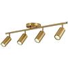 Mjsdjof Faretto a Binario Fisso a 4 luci - Faretto a soffitto Faretto da Incasso Moderno in Ottone Spazzolato Presa GU10 per Galleria, corridoio, Cucina, Sala da Pranzo - Dorato