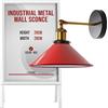 LEDSone Retro Modern Wall Light Lamps, Metal Swing Adjustable E27 Wall Mount Sconce, Vintage Industrial Indoor Reading Lamp for Bedside, Living Room & Kitchen (Red)