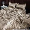GENPICONG Set di Biancheria da Letto in Seta con Copripiumino, Lenzuolo, Federa, Lenzuolo in Raso di Lusso, Tinta Unita, King Size, Queen Size, Full Size, Twin Size