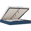 VidaXL Struttura Letto Contenitore Senza Materasso Blu 160x200 cm in Tessuto, Struttura Letto Ottomano, Base a Doghe, Meccanismo di Sollevamento Idraulico