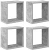 vidaXL Mensole Parete a Cubo 4 pz Grigio Cemento 26x15x26 cm
