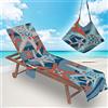 Surwin Telo Mare per Lettino, 3D Stella Marina MicrofibraFodera per Sedia da Spiaggia Copertura per Sedia di Sdraio con Tasche Laterali, Asciugamano per Sport Piscina (75x210cm,Blu)