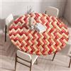 Odot Tovaglia Rotonda Antimacchia con Bordo Elastico, 3D Stampa Tovaglia da Tavola Lavabile Antiscivolo Copritavolo per Compleanno, Cucina, Tavolo da Pranzo, Caffè, Feste, Cene (100cm,Rosso)