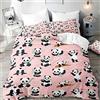 Morbuy Copripiumino Matrimoniale 180x220 e 2 Federa 50x75, Set Copripiumino Matrimoniale in Microfibra, Biancheria da Letto di Panda Stampa