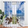 Hiseng 2 Pezzi Tende Voile Trasparente Interni, Decorativi Sheer Tenda per Camera da Letto Finestre Porta Cucina Soggiorno, 3D Vista Mare Stampa Semi Trasparente Tende (80x115cm,Acqua di Mare)