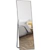 HOMCOM Specchio a specchio a tutto tondo, rettangolare, 50 x 160 cm, specchio su piedistallo, a parete o a pocé, per camera da letto, soggiorno e guardaroba, nero