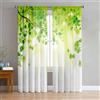 Odot Tende Trasparenti per Interni, Tende Camera da Letto con Passanti, Tenda Filtranti 2 Pannelli, Stampe Fiori Tenda Voile Semi Sheer per Soggiorno Camera (Foglie verdi,140x244cm)