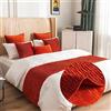 Morbuy Runner Letto Matrimoniale, Corridore Letto, Reversibile Plissettato Sciarpa e Federa da Letto, Modern Alberghi Scarf Runner Decorazione (45x45 cm (Federa Jacquard),Arancia)