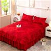 Morbuy Gonne da Letto Elasticizzato per Singolo Matrimoniale, Copri Bordo Letto con Balza Copriletto con Federe e Volant Mantovana Giroletto 3 Lati per 45 cm di Altezza (X03 Red Rose,200x220cm)