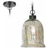 LOBERON Yvron Lampada a sospensione - Vetro soffiato - Con finitura argentata, argento antico/nero