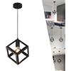 ChaoZan Lampada a Sospensione Vintage Industriale Moderno Cubo Creativo Battuto Lampadario in Ferro Adatto Plafoniera Metallo per camera da letto, soggiorno, Ristorante, Corridoio, Caffetteria,E27, Nero