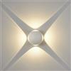 damastoreitalia Applique LED da Parete 12W IP54, Design Moderno Rotondo, 4 Emissioni di Luce, 1200 lm, Nero, Effetto Croce, Interni ed Esterni (Bianco - Luce naturale)