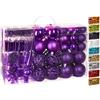 BRUBAKER Set di 101 accessori decorativi per l'albero di natale - addobbi natalizie in color viola - diverse forme di palline ed un puntale per albero di natale