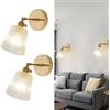 KlkrzJwy Applique Da Parete In Vetro Vintage, Lampada Da Parete Girevole, Lampada Da Parete In Ottone Con E27 3000K, Apparecchi Di Illuminazione Da Parete Dorati Per Soggiorno, Camera Da Letto