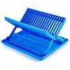 PlasticForte - Scolapiatti pieghevole con vassoio scolapiatti con vassoio raccogligocce portaposate (blu)