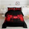 Loussiesd Set di biancheria da letto con Trapunta trapuntato per bambini, 3 pezzi, colore rosso, per ragazzi e ragazzi, colore: nero