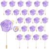 QUARKZMAN 24pz Rosa Viola Chiaro Corpetto di Fiori Artificiali Asole Tasca Boutonniere Spilla per Cerimonia Nozze Anniversario Ballo Formale Cena Festa