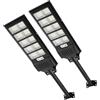 Viugreum Confezione da 2 lanterne solari da 500 W, con telecomando, 900 LED, 6500 K, lampada da strada, lampada da parete, con sensore di movimento, IP65, impermeabile, per esterni, per esterni
