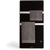 CREATE / WARM TOWEL CRYSTAL / Porta asciugamani elettrico nero in vetro, con wifi, comando a distanza, doppio gancio, schermo led, timer settimanale e 24 ore