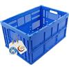 DieKlappbox - Cassa pieghevole robusta 60L, box richiudibile per spesa e trasporto, fondo rinforzato, Made in Germany, certificata TÜV, 60x40x32 cm, blu