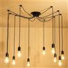 iDEGU Lampadario a Sospensione, Retrò Industriale Lampada da Soffitto con 10 Bracci a Stile Ragno Creativo DIY Lampada a Sospensione Vintage con Attacco E27 per Soggiorno Camera da Letto, 150CM, Nero