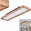 hofstein Pannello da soffitto a LED Longvic, moderna plafoniera in metallo/MDF/plastica, colore nero/effetto legno/bianco, lunghezza 80 cm, 24 Watt, 2650 lumen, 3000 Kelvin