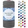 Uiopa Corda Macrame 2mm x 200m, Filo Macrame Corda Cotone, 3 Fili Cordoncino Cotone Spago Colorata, Cordino per Borse Uncinetto Arazzo da Parete Artigianato Fai Da Te Appendini per Piante
