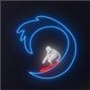 Jeocoai Insegna luminosa al neon Lampada al neon con insegna a forma di tavola da surf, rilassante e luminosa, per gli amanti del mare, dell'oceano