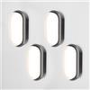 HOFTRONIC C-Series - Set di 4 lampade da cantina a LED, 12 W, 1160 lm, ovale, IP54, lampada da parete, 4000 K, bianco neutro, per bagno, cantina, garage, officina