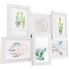 EUGAD Cornice per Foto da Muro Cornici Fotografiche Multiple da Tavolo in 3D MDF Sfondo Decorativo della Parete Bianco 0047XK