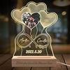 Farmelov Lampada Personalizzata con Foto 3D Personalizzato Illusione Luce Notturna Stampato Nome Testo Cuori Targa in Acrilico con Base in Legno per Uomini Donne San Valentino Anniversario Regalo di Compleanno