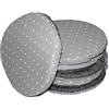 Russo Tessuti Set 6 Cuscini Sedie Cucina Coprisedia Imbottiti Rotondi Lucy Cuoricini Elastico -Grigio