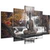 Cuadros B&D XXL - Quadro Buddha 5 Pezzi - Stampa su Tela Canvas con Struttura - Quadri Componibili Moderni Soggiorno Grandi - Murale Arte Decorazioni da Parete Decori -