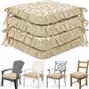 HAND Set 4 Cuscini per Sedie con Lacci Antiscivolo, Sfoderabili, Imbottitura Inclusa, Dimensioni con bordi 45x45 cm, Adatto per Cucina, Interni ed Esterno (Beige Firenze)