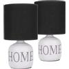 Brubaker Set di 2 Lampade da Tavolo o da Comodino Home - Lampade da Tavolo con Base in Ceramica e Paralume in Tessuto - Altezza 32,5 cm, Bianco Grigio