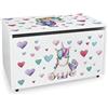 Leomark contenitore portagiochi in legno, panca su ruote 71x40x46 cm(A) 91L, scatola con coperchio, mobili per camera da letto e asili, scuole, uffici, cassapanca per bambini, stampa UV - Unicorno