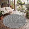 Paco Home Tappeto Per Esterno Da Balcone Terrazza Tappeto Cucina Moderno Boho Etnico, Dimensione:80 cm tondo, Colore:Antracite