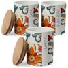 MAURY'S IL NUMERO UNO DEL RISPARMIO Set 3 Barattoli in Ceramica Romantic - con Tappo Ermetico in Legno, Motivo Floreale, Caffè, Zucchero, Sale, Contenitori, Organizzatori da Cucina, Elegante - 10 x 13 cm