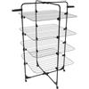 BRICOZONE Stendibiancheria Verticale con Rotelle Salvaspazio e Pieghevole in Acciaio con 4 Ripiani e 2 Supporti per Grucce Perfetto per Stendere Biancheria Lenzuola e Abiti Misure 168,5x71x71cm (Nero)