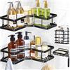 Wilkpow Mensola Doccia Angolare Senza Foratura in Set da 4, Porta Saponecon 20 Pezzi Ganci, Portasapone, Portaoggetti, Organizer Bagno, Porta Shampoo anche per Cucina