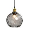 EKSED Lampadario a Sospensione Sferico in Vetro Ondulato - Lampada a Sospensione con Paralume in Ottone per Isola Cucina e Sala da Pranzo (Grigio, 15cm)